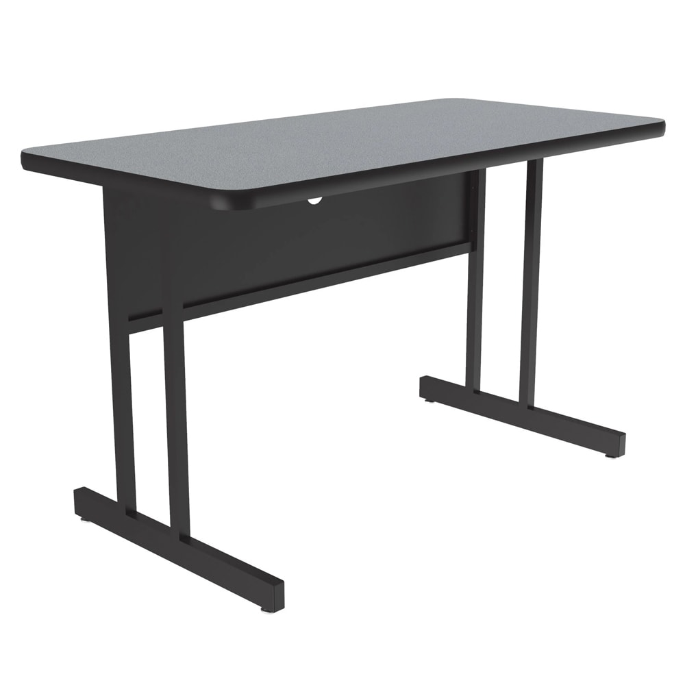 Correll Rectangular Desk Height Work Station, 48"W x 24"D - Gray Granite/Black T-Mold (WS2448-15-09-09)