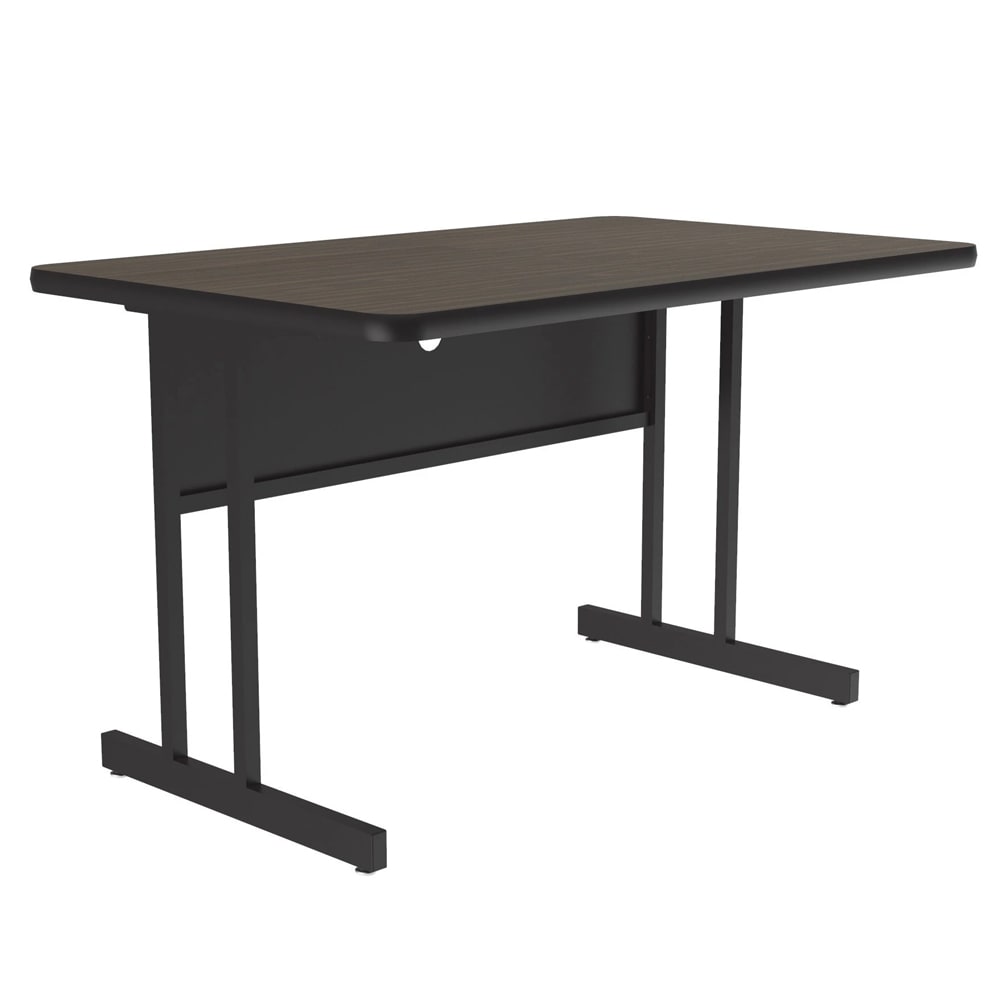 Correll Rectangular Desk Height Work Station, 48"W x 30"D - Walnut/Black T-Mold (WS3048-01-09-09)
