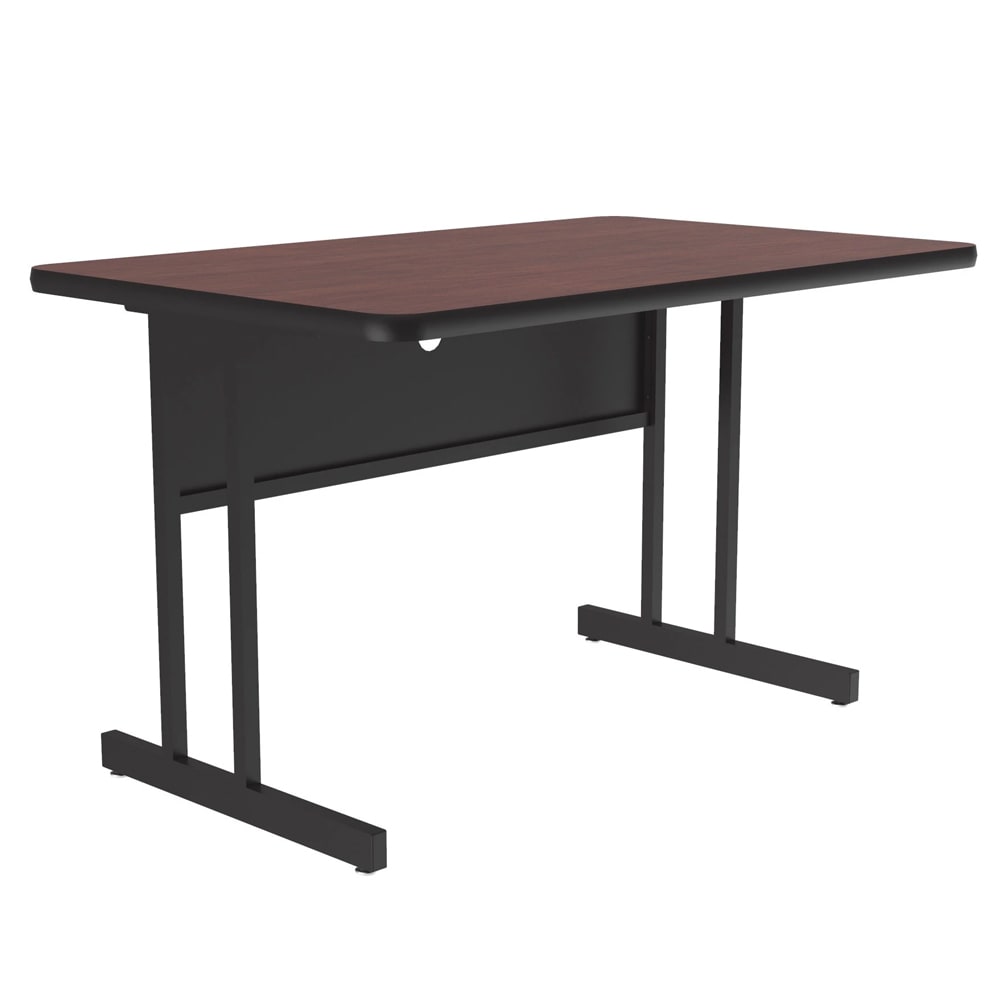 Correll Rectangular Desk Height Work Station, 48"W x 30"D - Mahogany/Black T-Mold (WS3048-20-09-09)