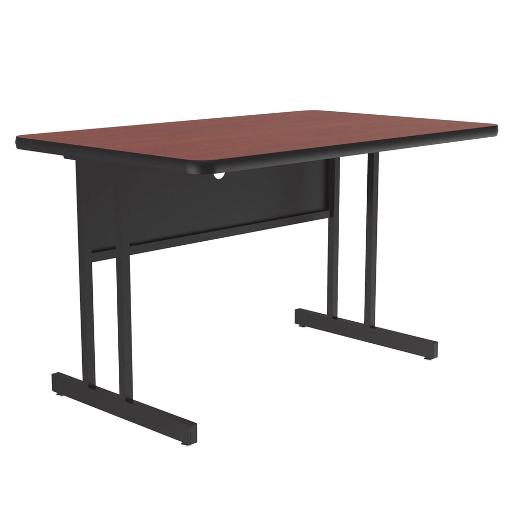 Correll Rectangular Desk Height Work Station, 48"W x 30"D - Cherry/Black T-Mold (WS3048-21-09-09)