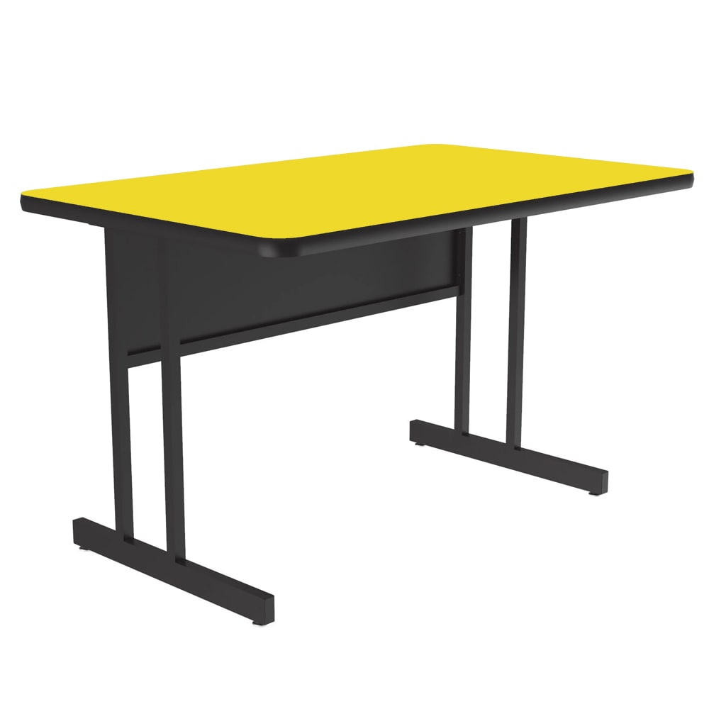 Correll Rectangular Desk Height Work Station, 48"W x 30"D - Yellow/Black T-Mold (WS3048-38-09-09)