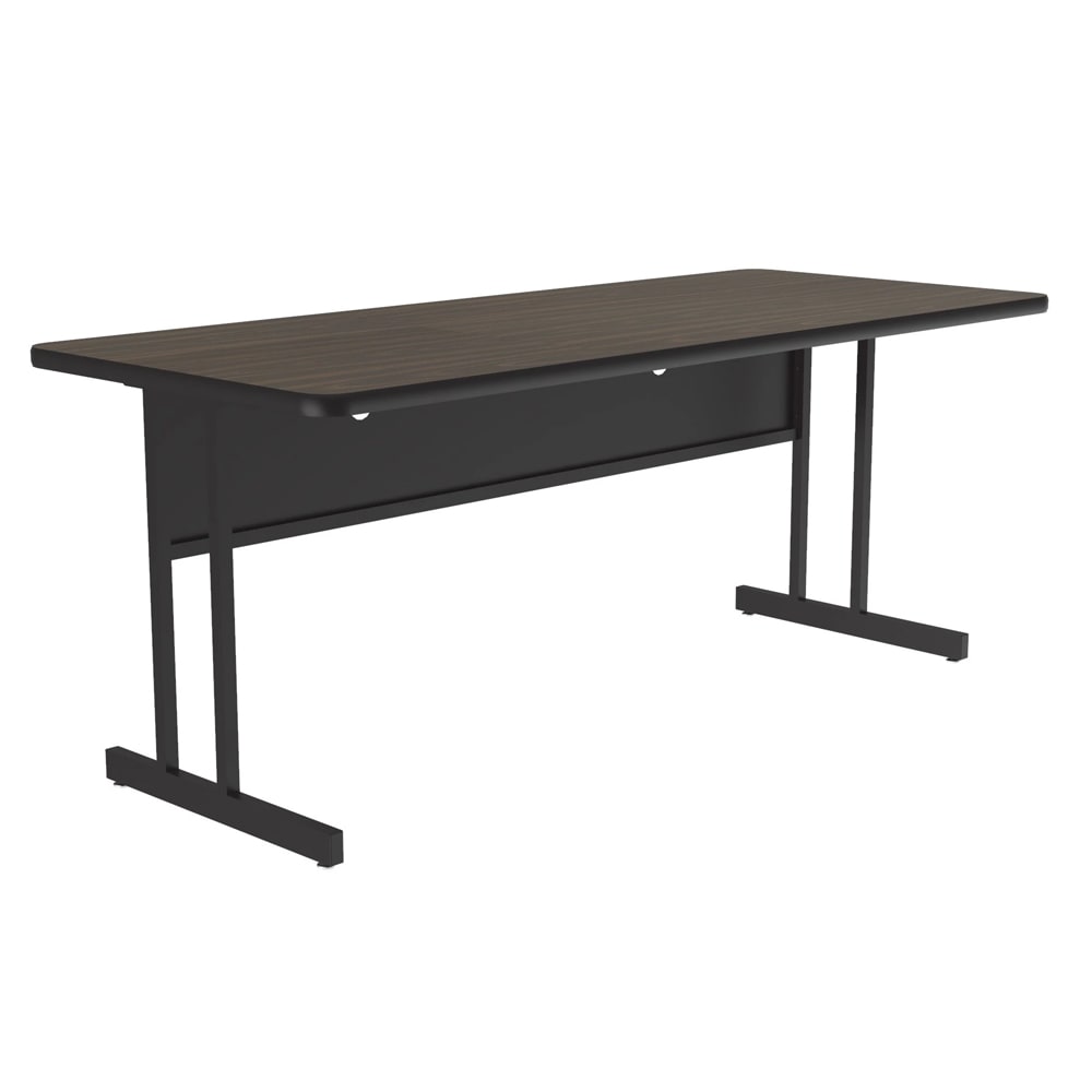 Correll Rectangular Desk Height Work Station, 60"W x 30"D - Walnut/Black T-Mold (WS3060-01-09-09)