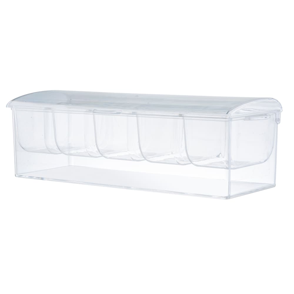 Tablecraft 10007 (5) Compartment Bar Garnish Tray - Flat Hinged Lid