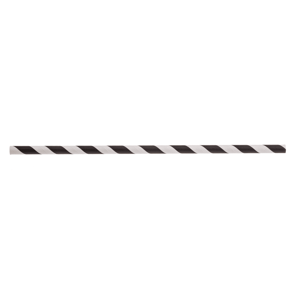 Tablecraft 100110 5 3/4" Unwrapped Cocktail Straws - Paper, Black Striped