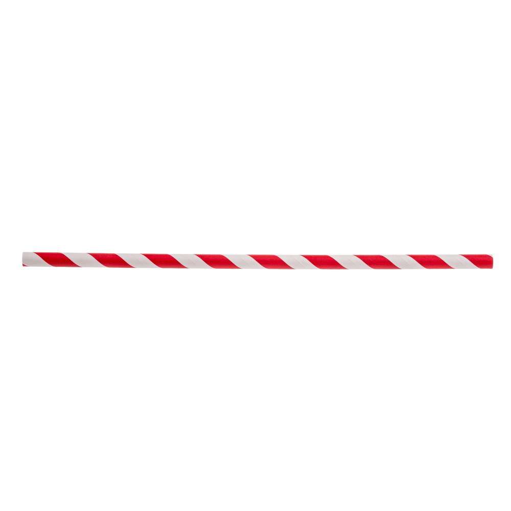 Tablecraft 100125 7 3/4" Wrapped Straws - Paper, Red Striped