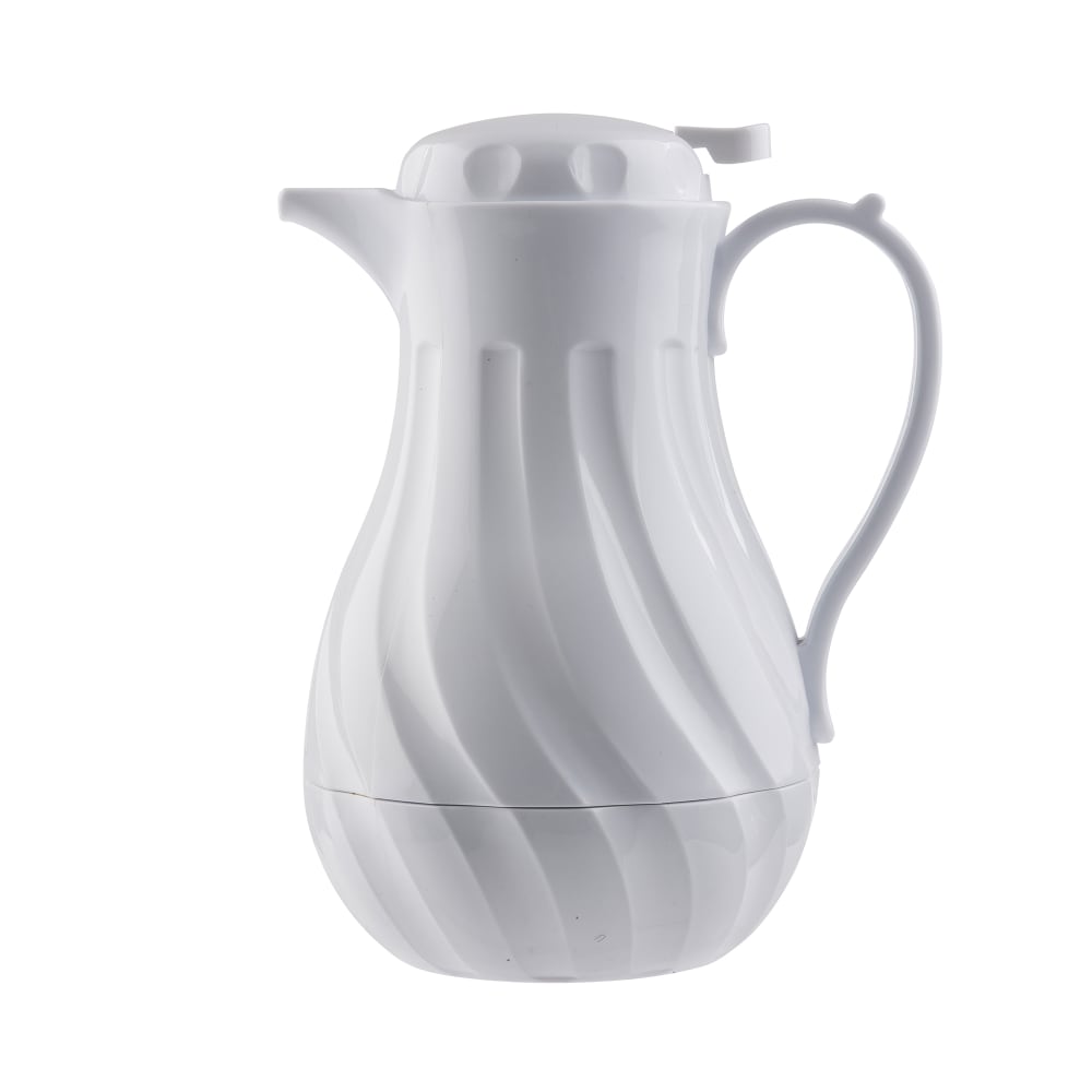 Tablecraft 1001402 40 oz Beverage Server w/ Push Button Lid - Plastic, White