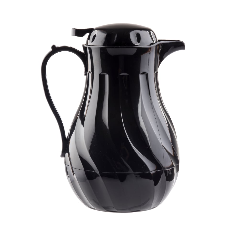 Tablecraft 1001501 64 oz Beverage Server w/ Push Button Lid - Plastic, Black