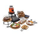 Tablecraft 10076 Rectangular Serving Paddle w/ Handle - 9 1/8" x 8 1/4", Acacia Wood/Metal thumbnail 4