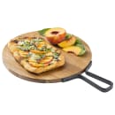 Tablecraft 10080 12" Round Serving Paddle w/ Handle - Acacia Wood/Metal thumbnail 6