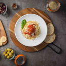 Tablecraft 10081 14" Round Serving Paddle w/ Handle - Acacia Wood/Metal thumbnail 6