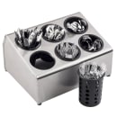 Tablecraft 1010401 4 3/8" Round Flatware Cylinder - 5 1/2"H, Polypropylene, Black thumbnail 3