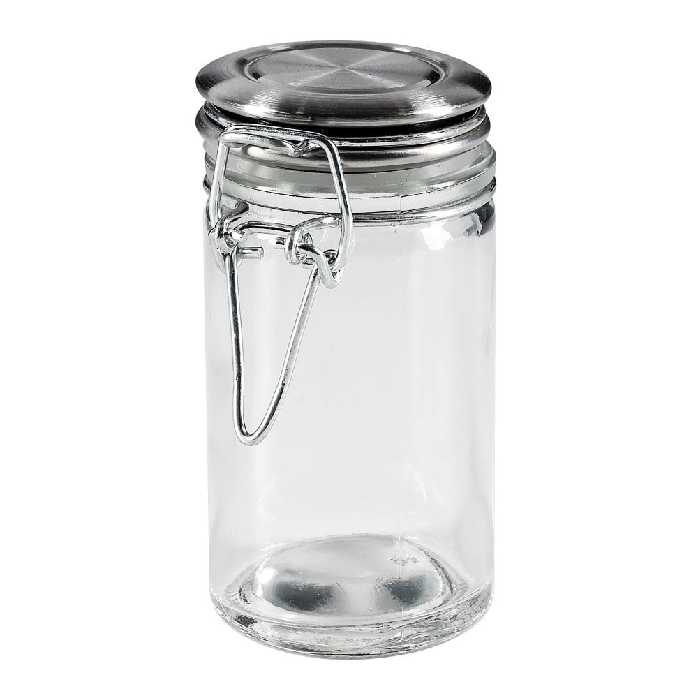 Tablecraft 10106 2 oz Spice Jar w/ Hinged Lid - 2 3/4"L x 1 3/4"W x 3 3/8"H, Glass