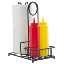 Tablecraft 10263 2 Compartment Rectangular Condiment Caddy - Steel, Black thumbnail 10