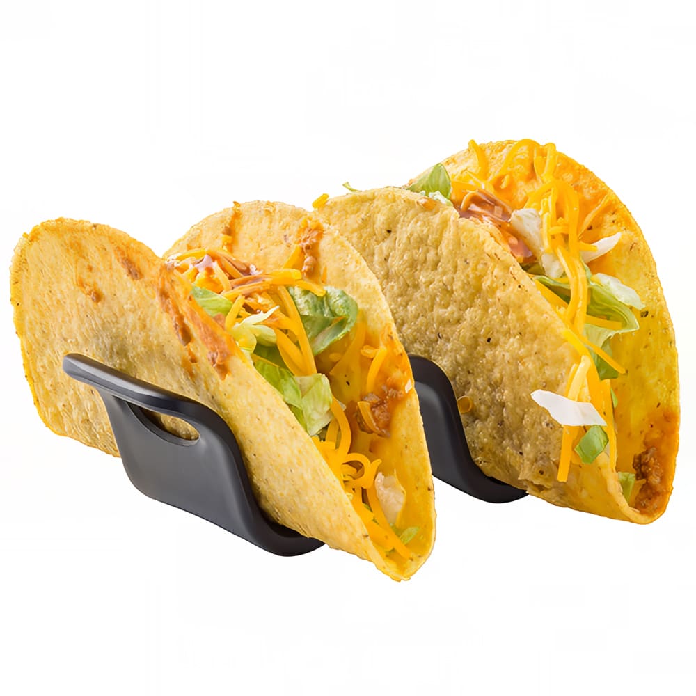Tablecraft 10277BK Taco Holder - Holds 1 to 2 Tacos, Melamine, Black