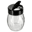 Tablecraft 10327 6 oz Shaker w/ Flip Top Plastic Lid - Glass, Black thumbnail 2