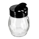 Tablecraft 10327 6 oz Shaker w/ Flip Top Plastic Lid - Glass, Black thumbnail 3
