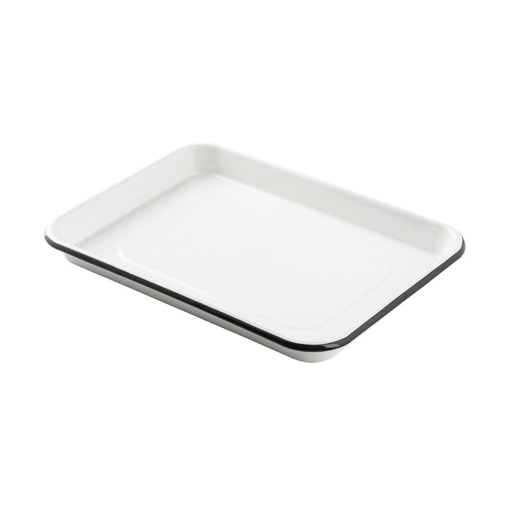 Tablecraft 10347 13" x 9-1/2" Rectangular Sheet Pan - Porcelain, White