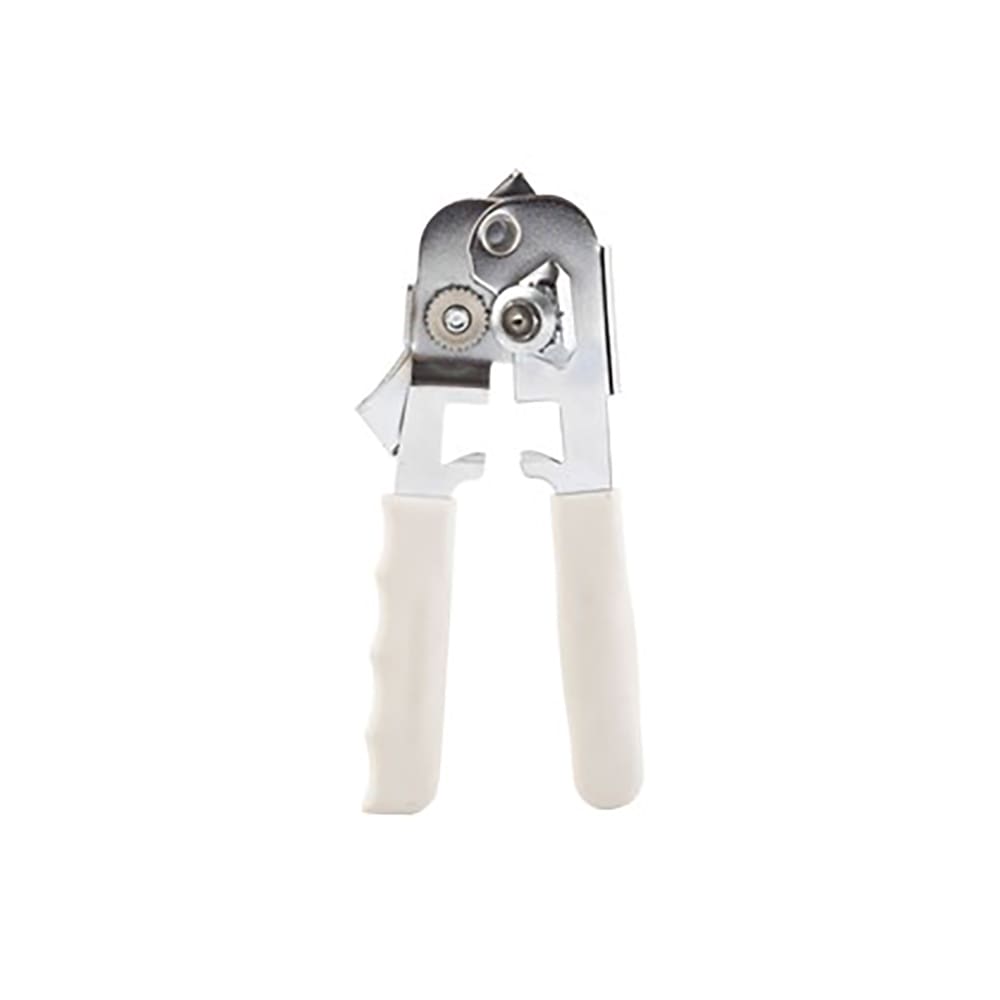 Tablecraft 10444W 3 3/4" Chrome Plated Manual Can Opener, White