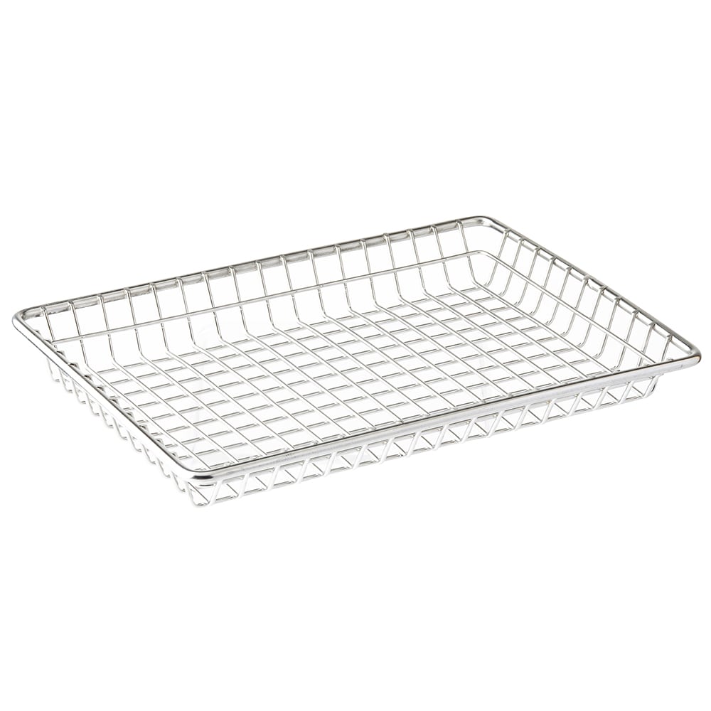Tablecraft 10521 Rectangular Serving Basket - 9"L x 7"W x 1 1/8"H, Stainless Steel Wire