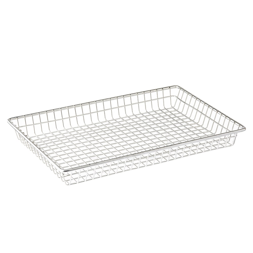 Tablecraft 10524 Rectangular Serving Basket - 12"L x 8"W x 1 1/2"H, Stainless Steel Wire
