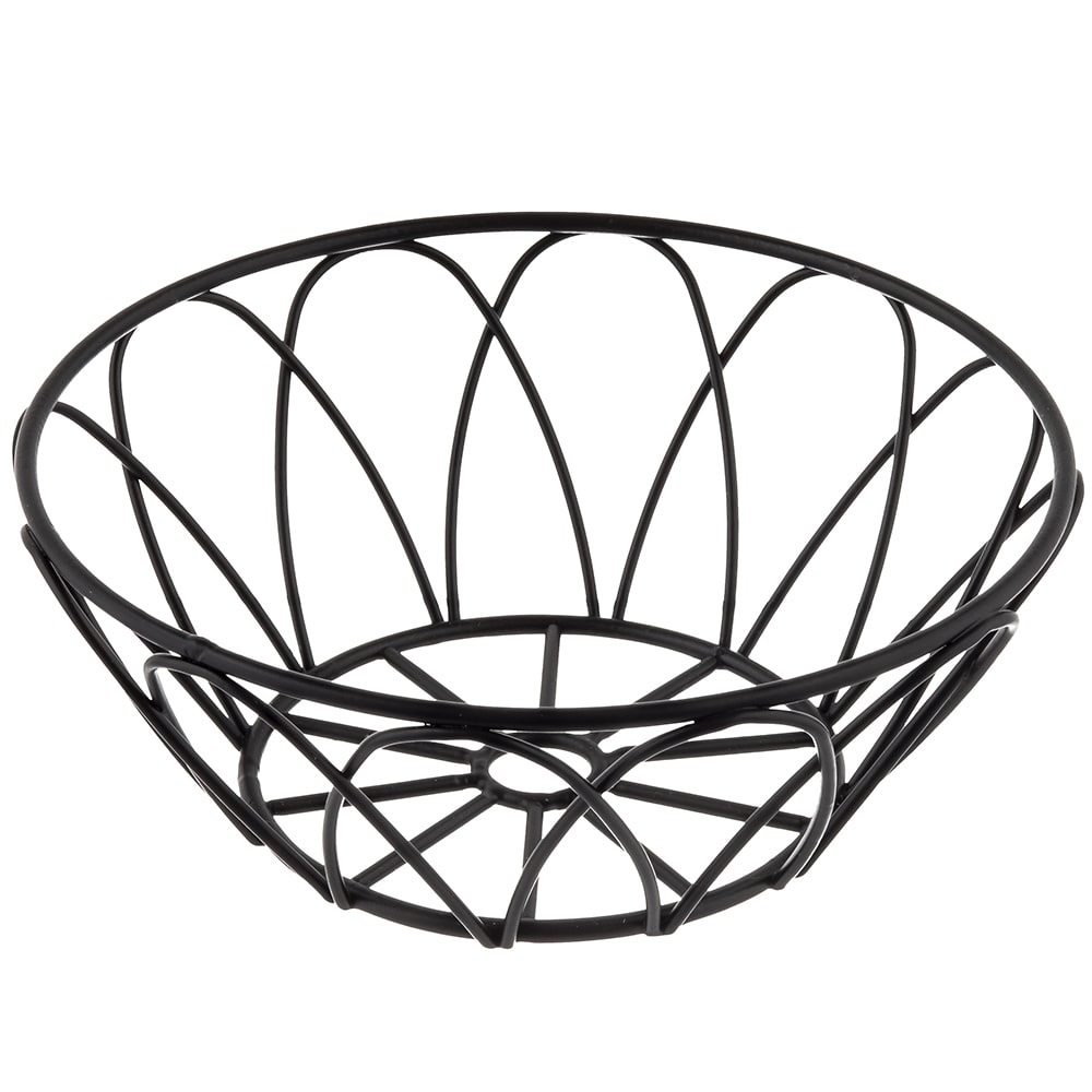Tablecraft 10534 6" Round Serving Basket - Metal, Black