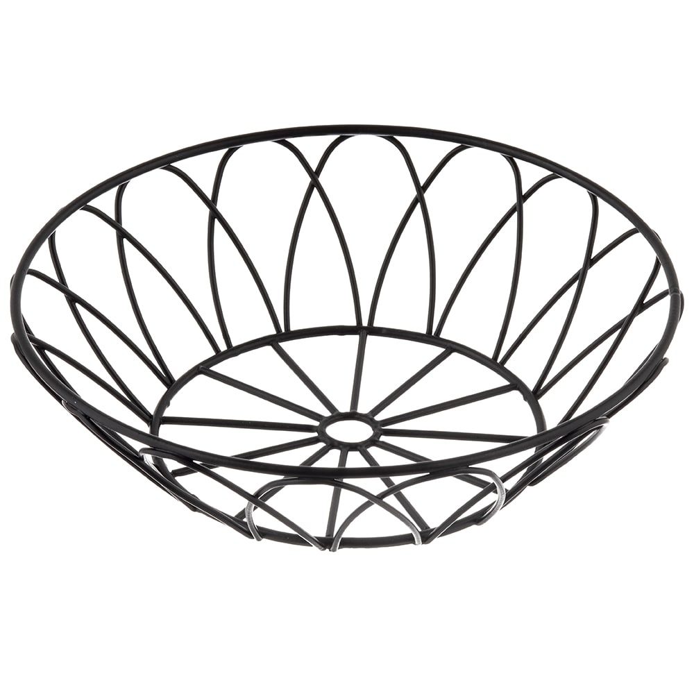 Tablecraft 10535 8" Round Serving Basket - Metal, Black
