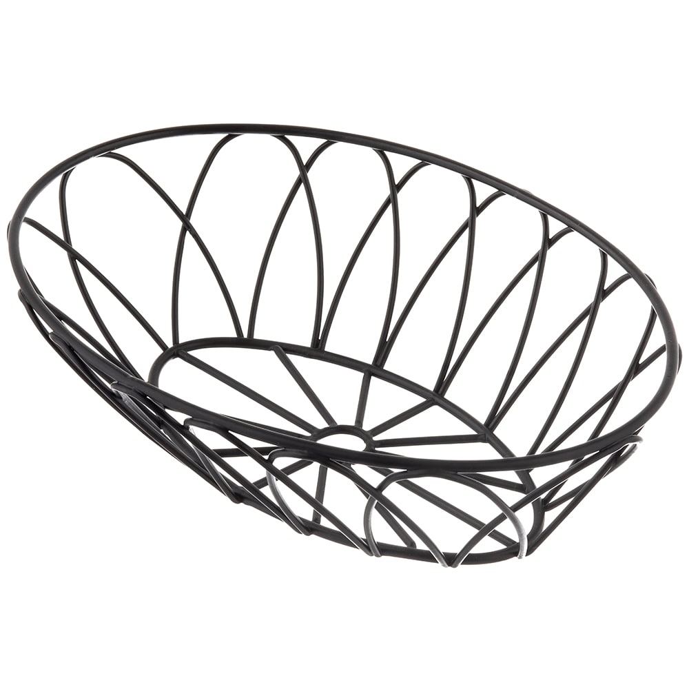 Tablecraft 10536 Oval Serving Basket - 9"L x 6"W x 2 1/2"H, Metal, Black