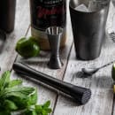 Tablecraft 10560 Double Japanese Style Jigger - 1/2 oz & 1 oz, Stainless Steel, Black thumbnail 2