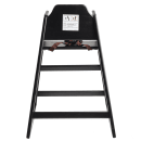 Tablecraft 10624 29 1/2" Stackable Wood High Chair w/ Waist Strap, Black thumbnail 4