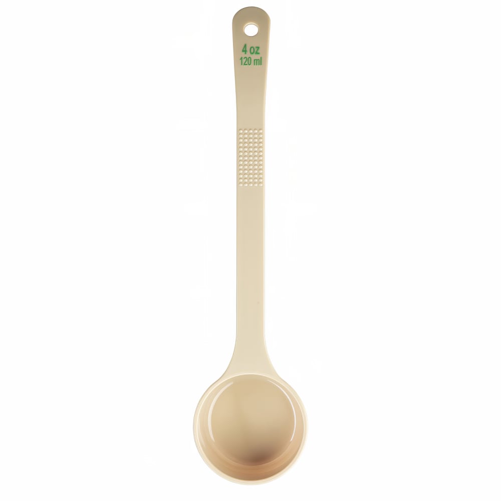 Tablecraft 10652 4 oz Solid Portion Spoon w/ Long Handle - Polycarbonate, Beige