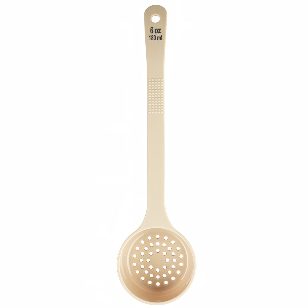 Tablecraft 10657 6 oz Perforated Portion Spoon w/ Long Handle - Polycarbonate, Beige