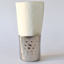 Tablecraft 10678 13 oz Square Fry Cup - 3 1/8"L x 3 1/8"W x 3 3/8"H, Hammered Stainless Steel thumbnail 5