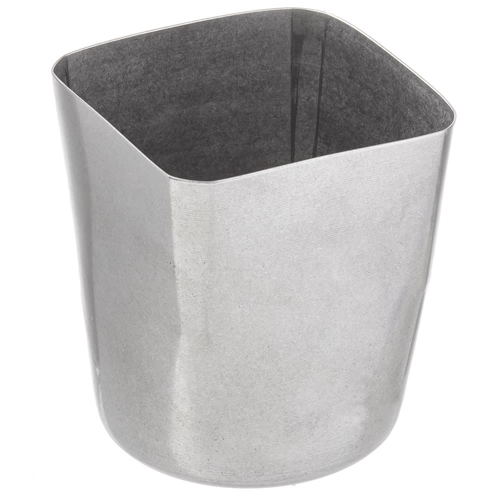 Tablecraft 10680 13 oz Square Fry Cup - 3 1/8"L x 3 1/8"W x 3 3/8"H, Stonewashed Stainless Steel