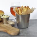 Tablecraft 10680 13 oz Square Fry Cup - 3 1/8"L x 3 1/8"W x 3 3/8"H, Stonewashed Stainless Steel thumbnail 6