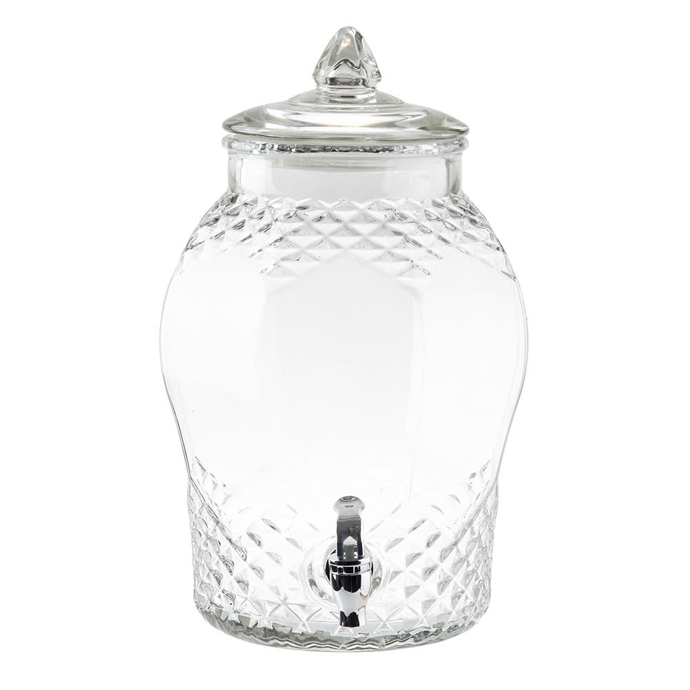Tablecraft 10699 2 Gallon Round Glass Beverage Dispenser - Clear