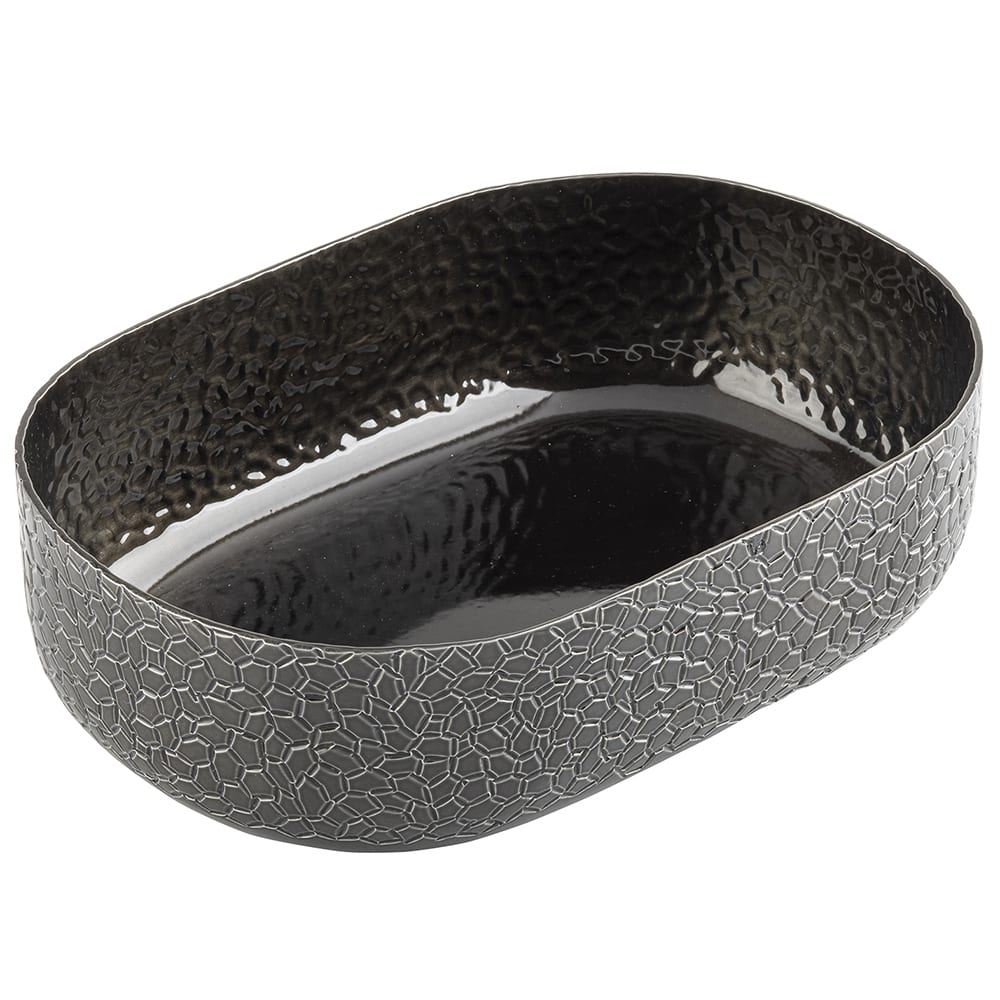 Tablecraft 10702 64 oz Oval Serving Bowl - 9 1/4"L x 6 3/8"W x 2 5/8", Aluminum, Black Crackle