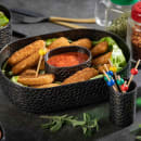 Tablecraft 10702 64 oz Oval Serving Bowl - 9 1/4"L x 6 3/8"W x 2 5/8", Aluminum, Black Crackle thumbnail 5