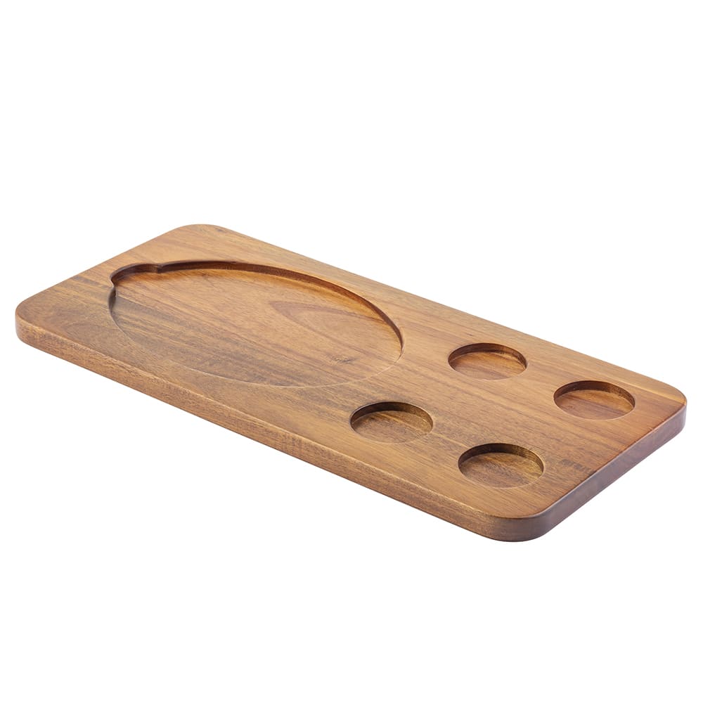 Tablecraft 10709 Rectangular Fajita Serving  Board - 18 1/2" x 8 3/4", Acacia Wood