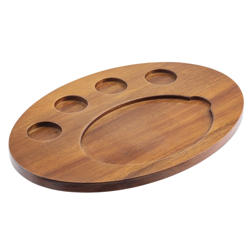 Tablecraft 10710 Oval Fajita Serving Board - 17" x 12 1/4", Acacia Wood