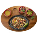 Tablecraft 10710 Oval Fajita Serving Board - 17" x 12 1/4", Acacia Wood thumbnail 8