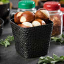 Tablecraft 10737 4" Square Snack Basket - Aluminum, Black thumbnail 5