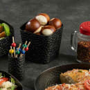 Tablecraft 10737 4" Square Snack Basket - Aluminum, Black thumbnail 6