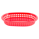 Tablecraft 1073R Platter Basket - 9 1/4" x 6 " x 1 1/2", Polypropylene, Oval, Red thumbnail 2