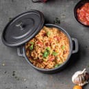 Tablecraft 10748 1/2 qt Cast Iron Cocotte Dutch Oven w/ Stainless Steel Knob - Black thumbnail 3