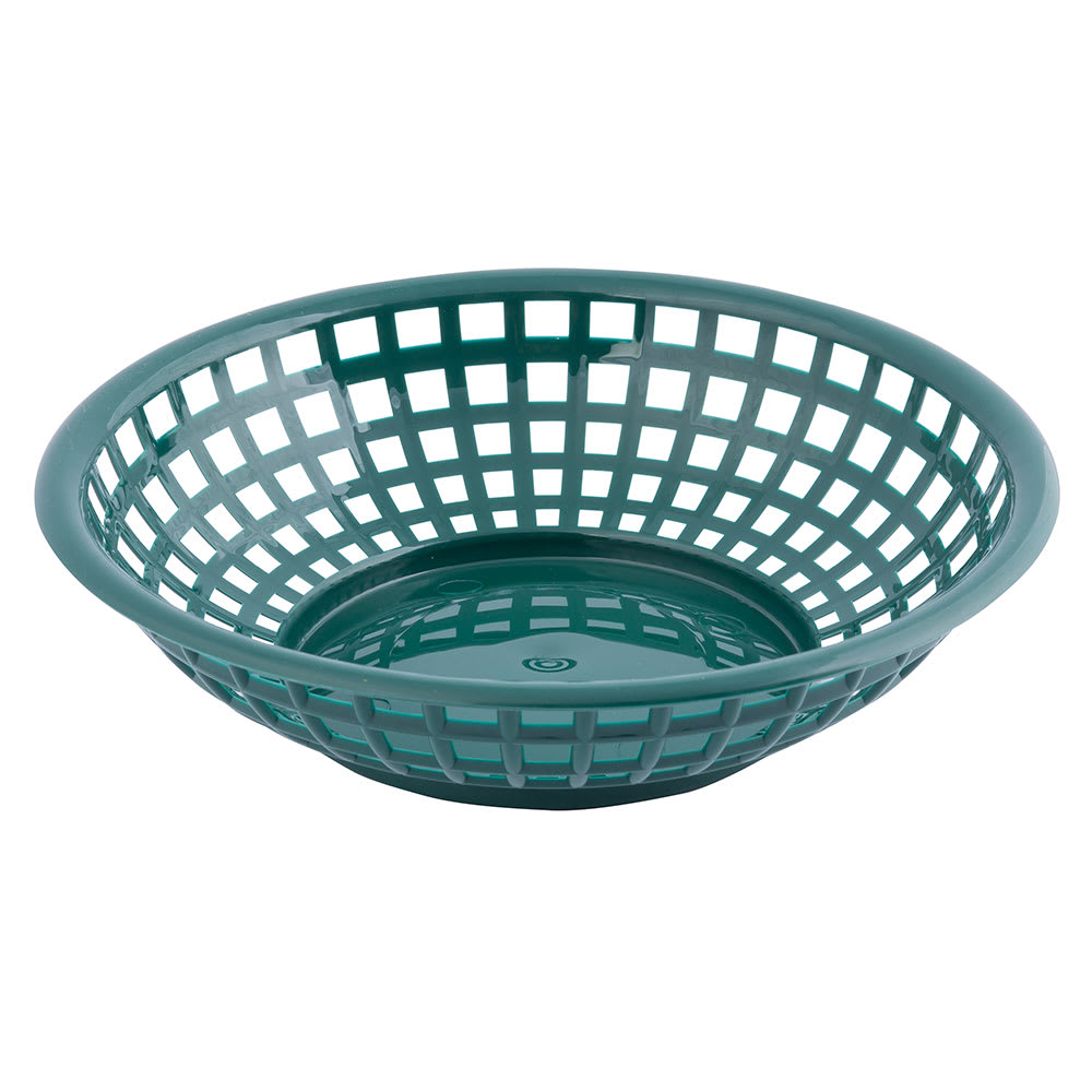 Tablecraft 1075FG Round Serving Basket, 8 x 2 3/8", Poly, Forest Green