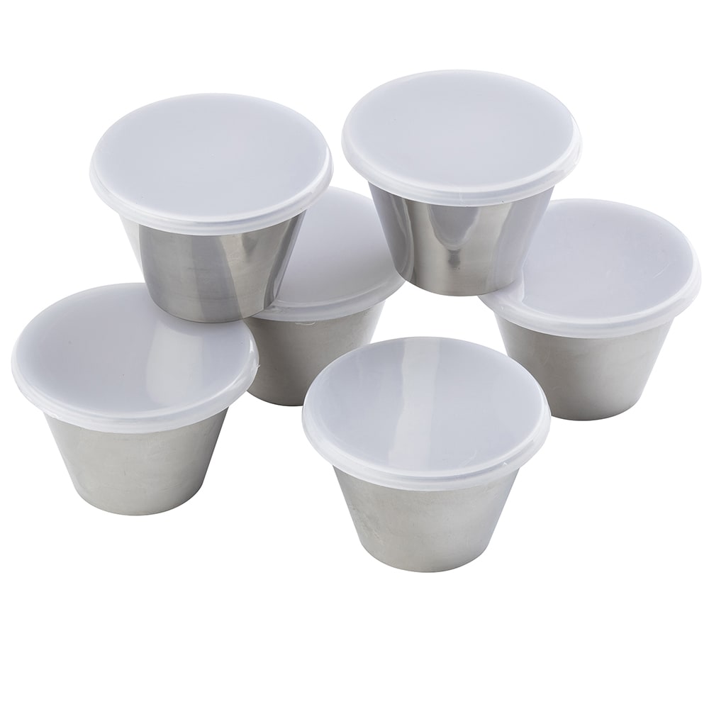 Tablecraft 10769 3 oz Ramekin w/ Clear Lid - Stainless Steel