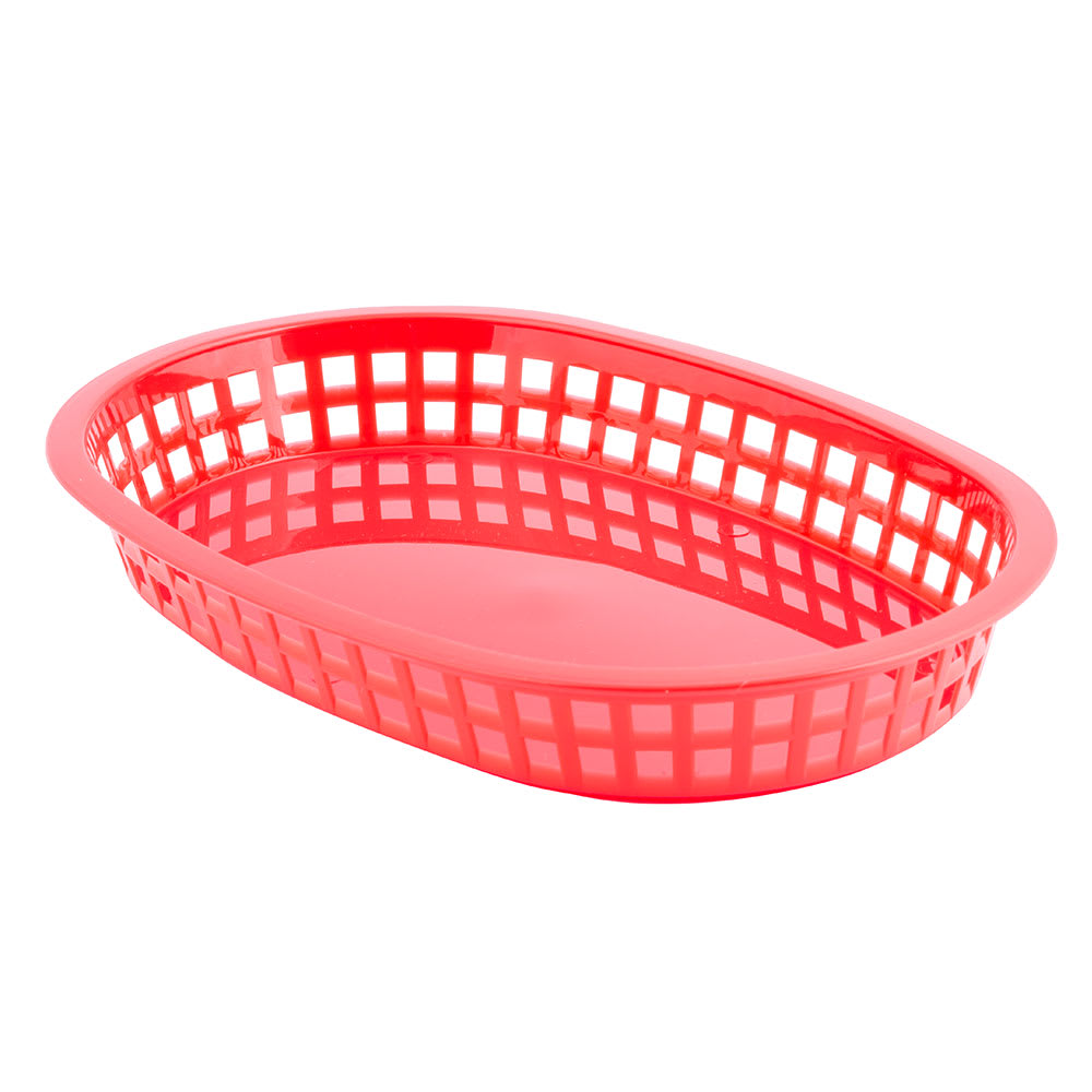 Tablecraft 1076R Chicago Platter Basket, 10 1/2 x 7 x 1 1/2", Oval, Red