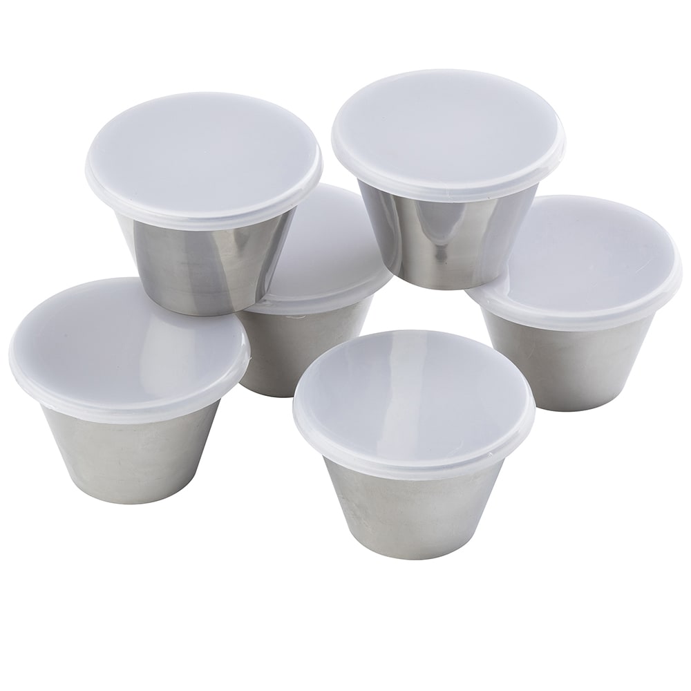 Tablecraft 10773 5 oz Ramekin w/ Clear Lid - Stainless Steel