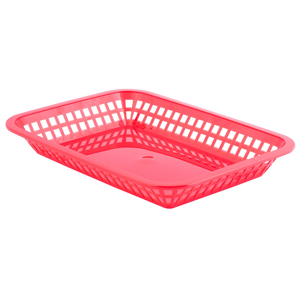 Tablecraft 1077R Platter Basket, 10 3/4 x 7 3/4 x 1 1/2 in, Rectangular, Red