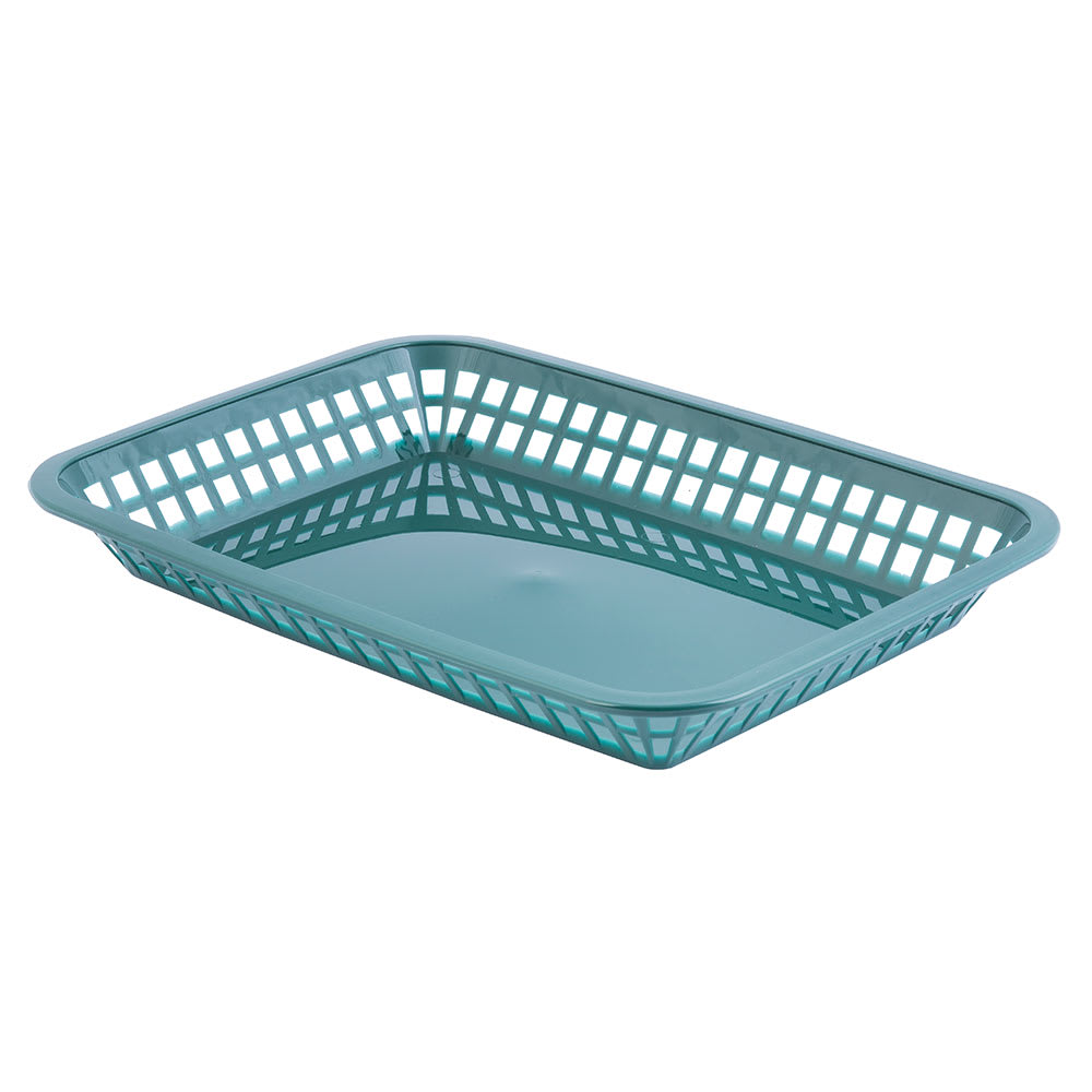 Tablecraft 1079FG Platter Basket - 11 3/4 x 8 1/2 x 1 1/2", Polypropylene, Rectangular, Forest Green